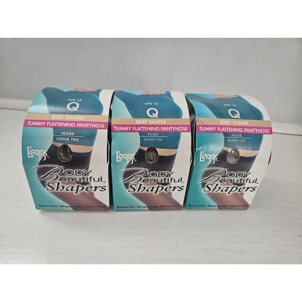 Legg's Body Beautiful‎ Tummy Flattening Pantyhose 69814 Sz Q Jet Nude Sheer Toe